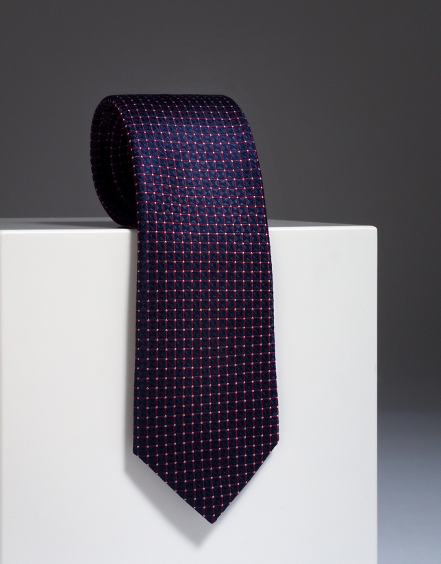 Red silk tie with ivory dots