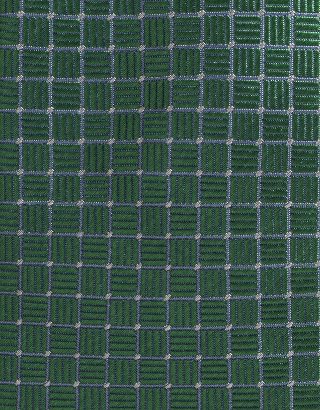 Green silk tie with ivory design