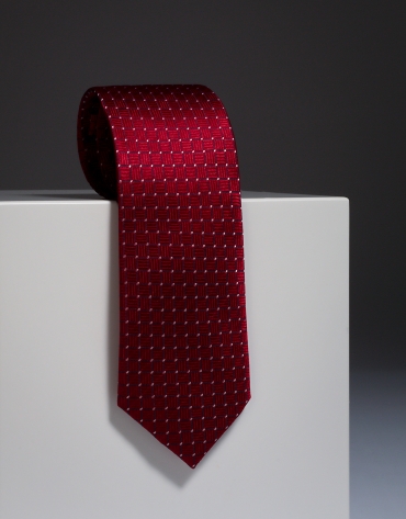 Red silk tie with ivory design
