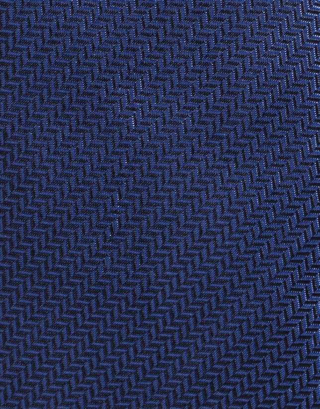 Navy blue herringbone silk tie