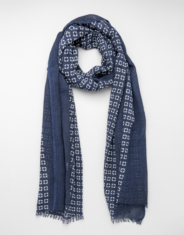 Blue checked scarf