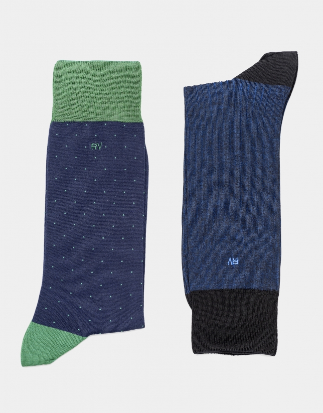 Pack of navy blue dotted socks