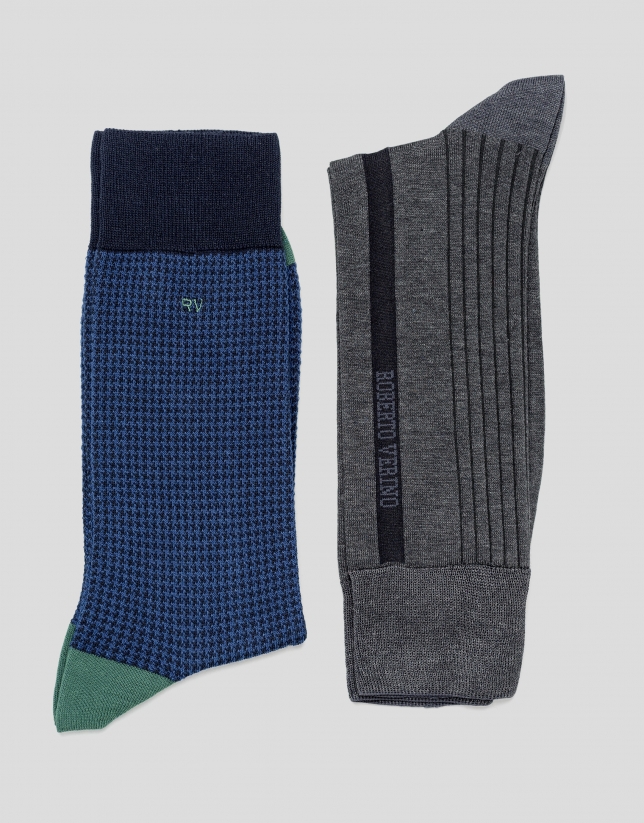 Pack of blue and gray socks