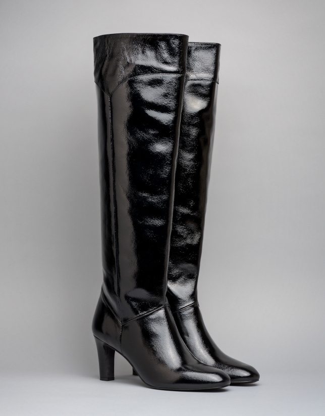 Black leather Chagall high heeled boots