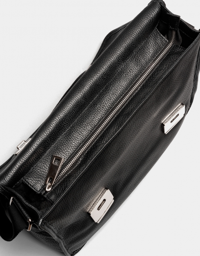 Men's large black leather briefcase