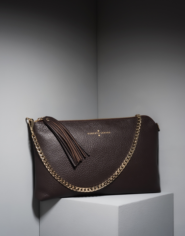 Brown leather Lisa Clutch 