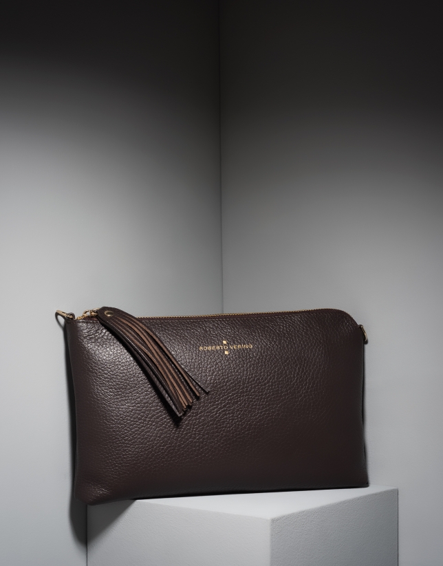 Brown leather Lisa Clutch 