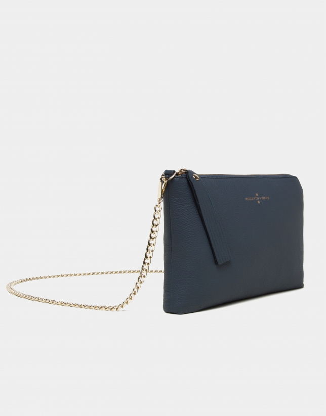 Navy blue leather Lisa Clutch 