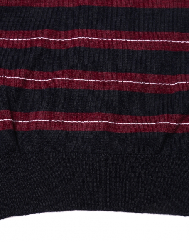 Marroon and white striped knit sweater