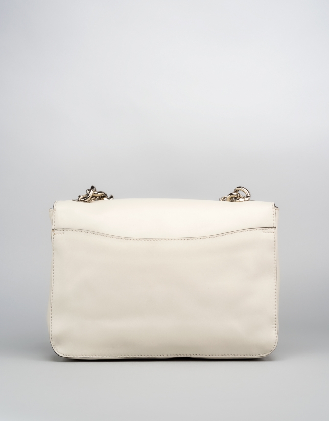 White leather Joyce billfold with chain