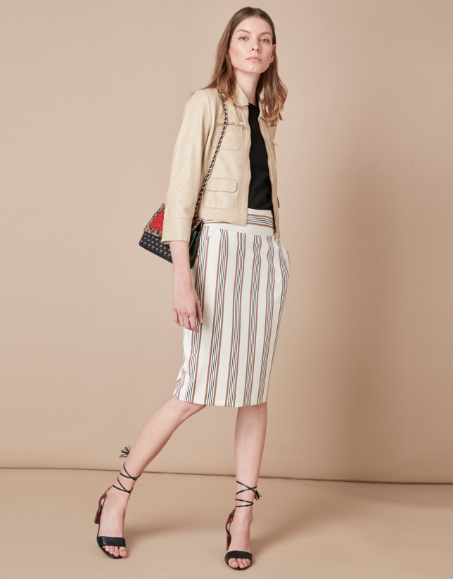 Striped sheath skirt