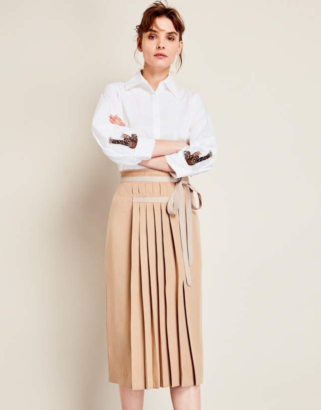 Pleated wrap-around skirt