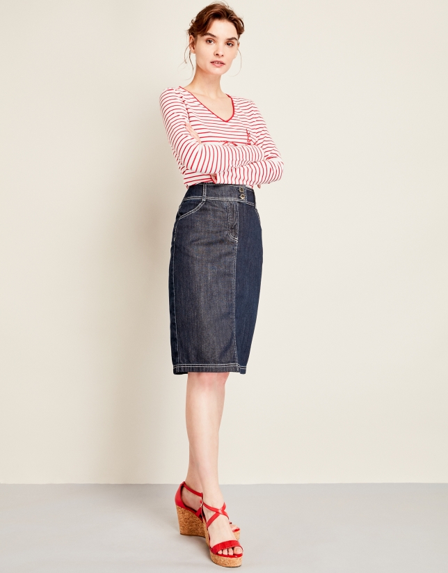 Jean skirt with patch