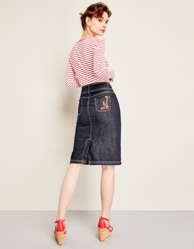 Jean skirt with patch