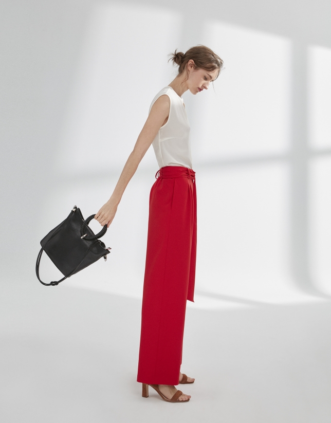 Red palazzo pants with darts - Woman - SS2018
