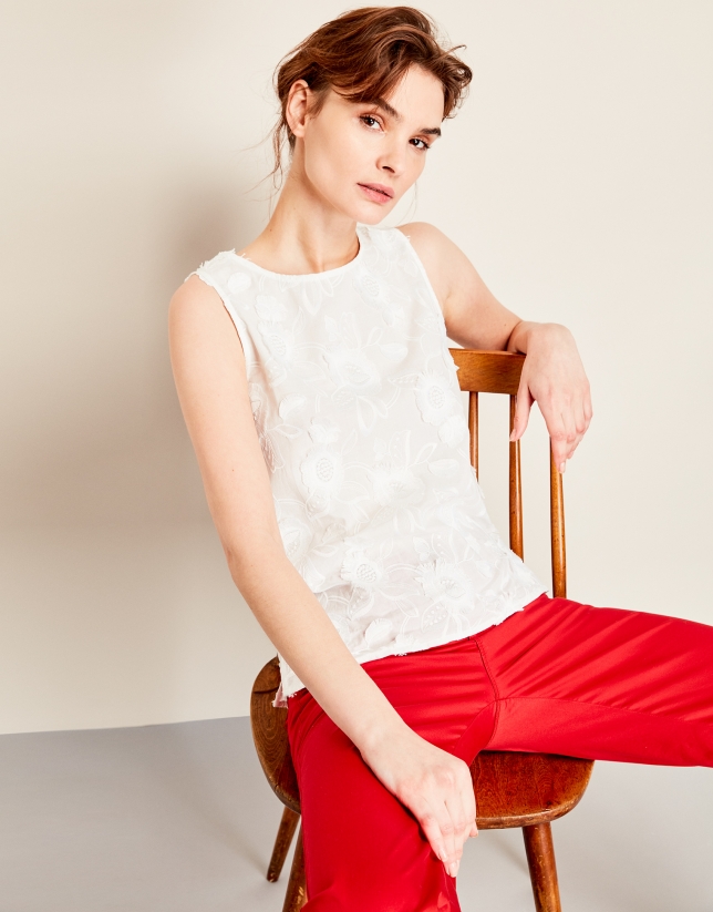 White embroidered top