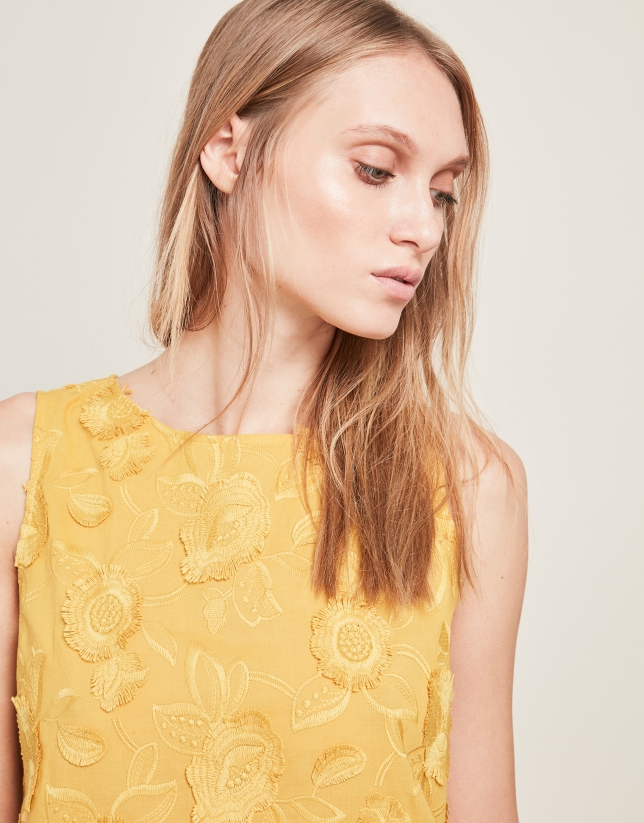 Ochre embroidered top