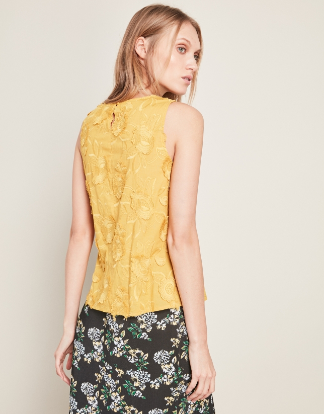 Ochre embroidered top