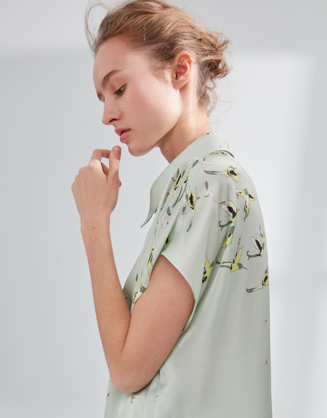 Green Japanese-style blouse