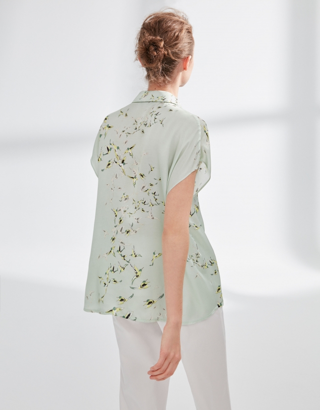 Green Japanese-style blouse