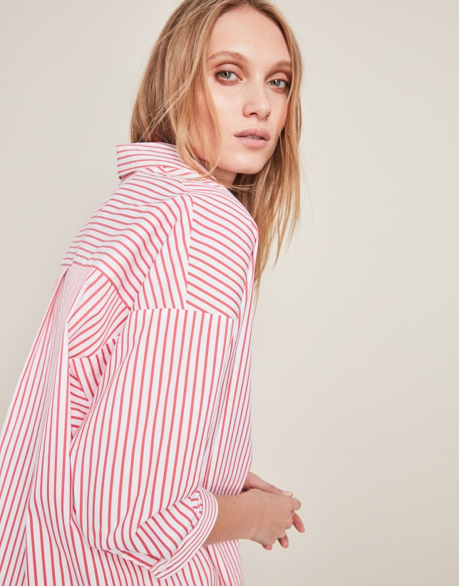 Red striped loose shirt