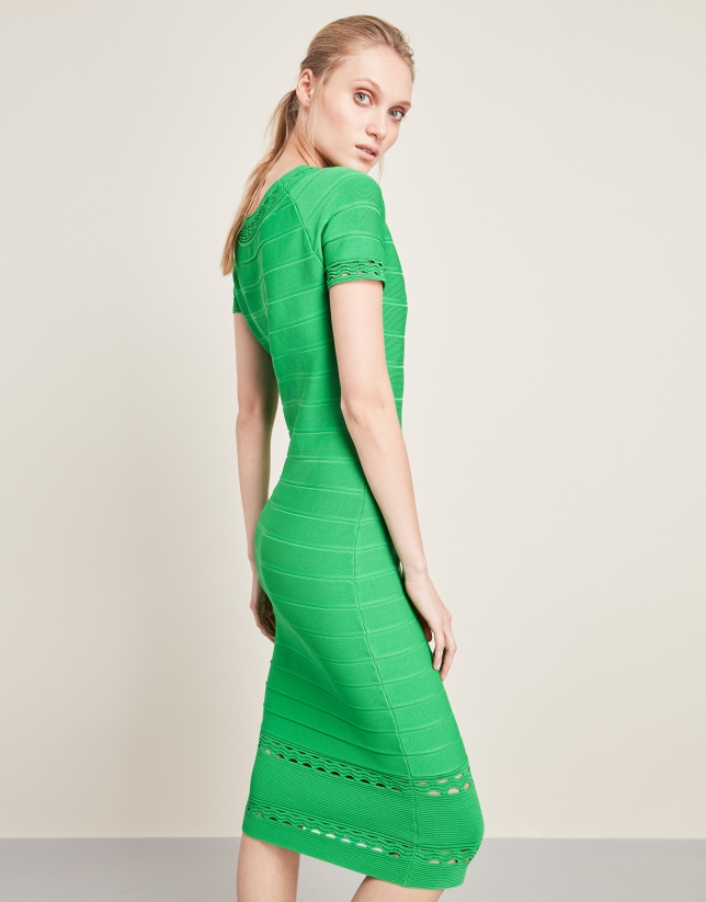 Green mid-length knit dress