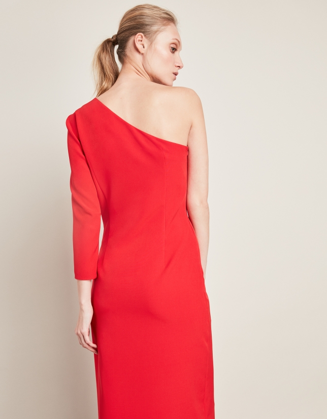Long red asymmetric dress