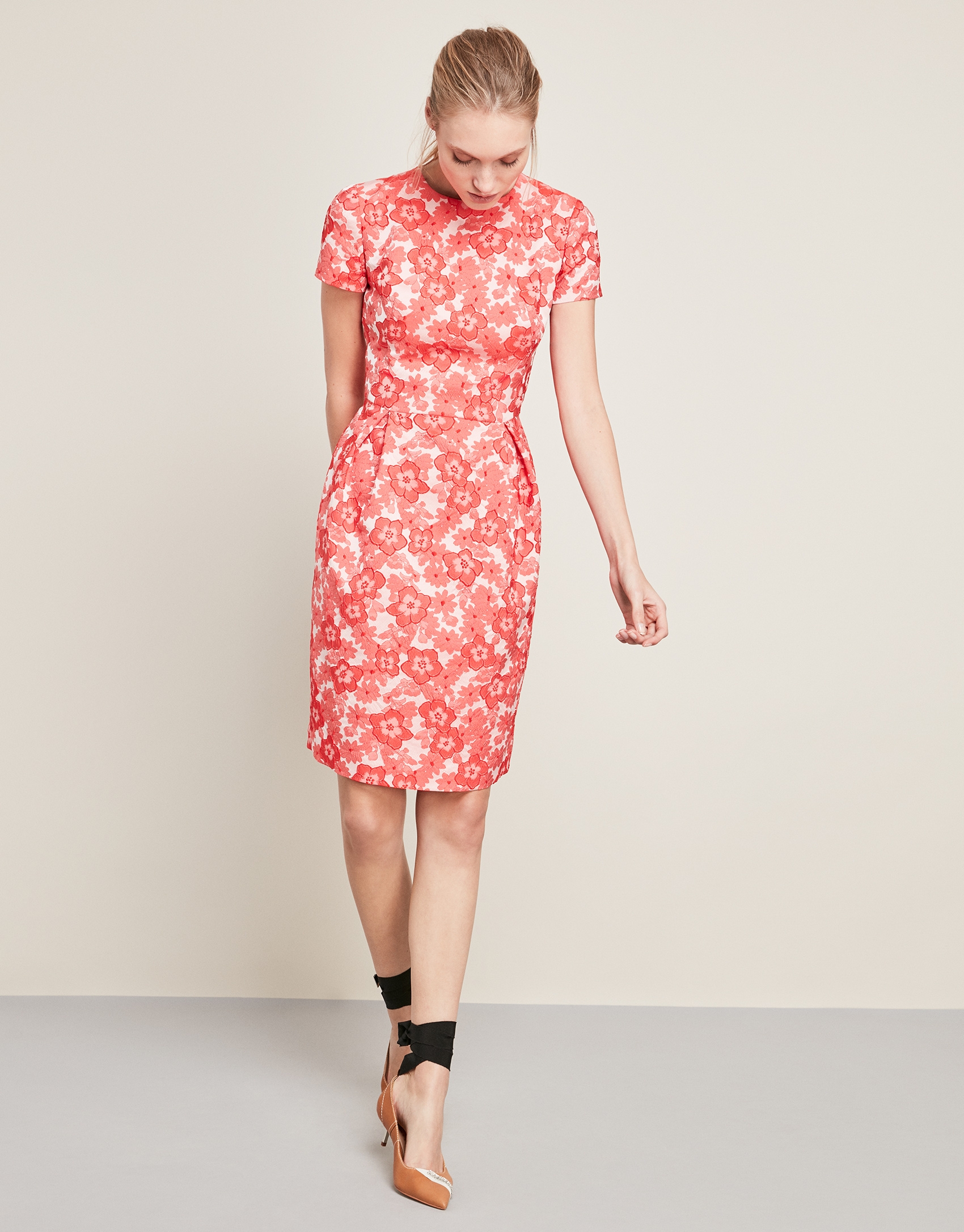 Robe en jacquard à fleurs rouges Femme Roberto Verino