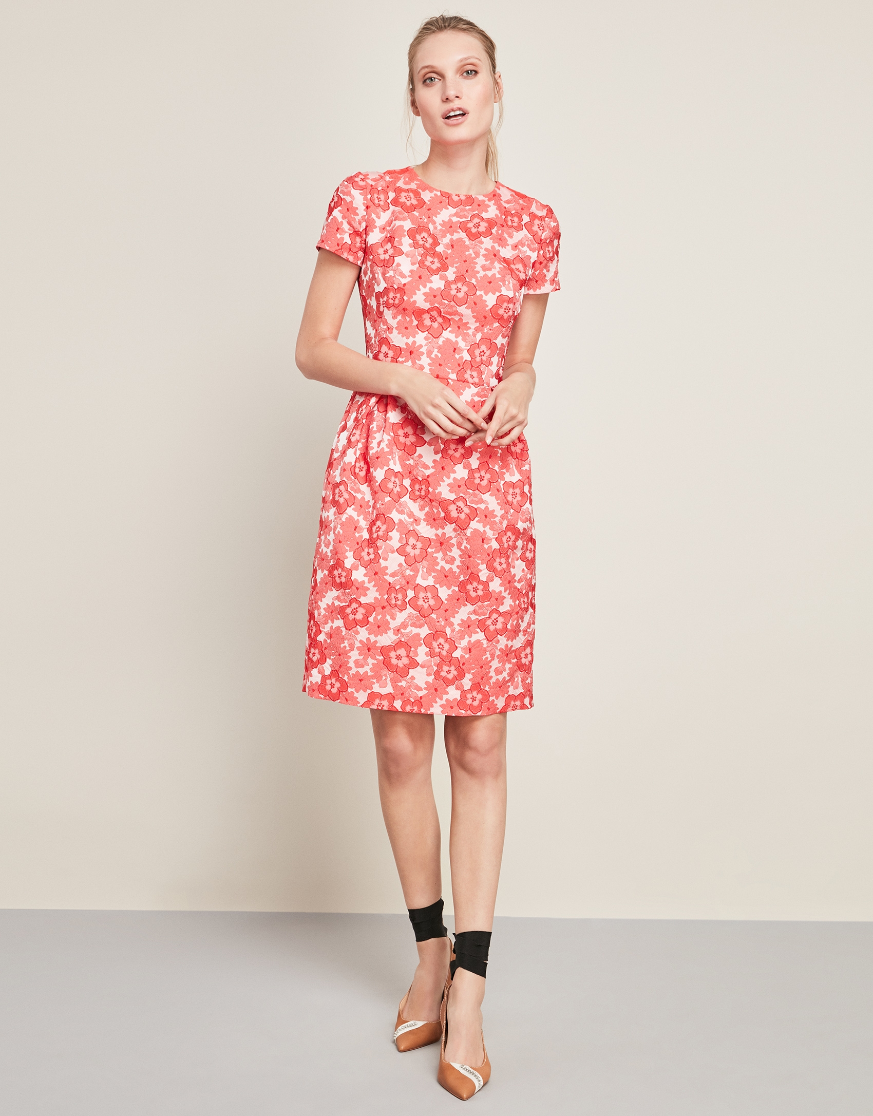 Robe en jacquard à fleurs rouges Femme Roberto Verino
