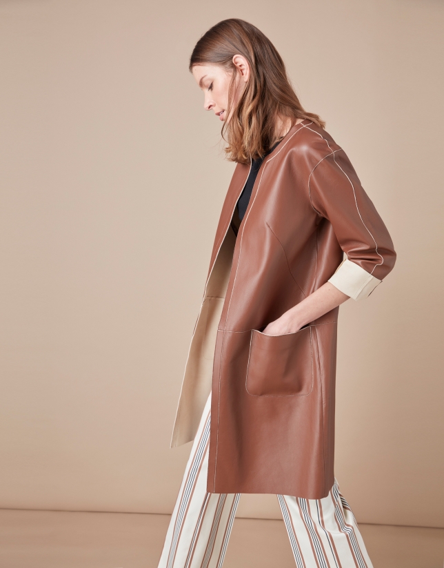 Coffee-colored napa coat