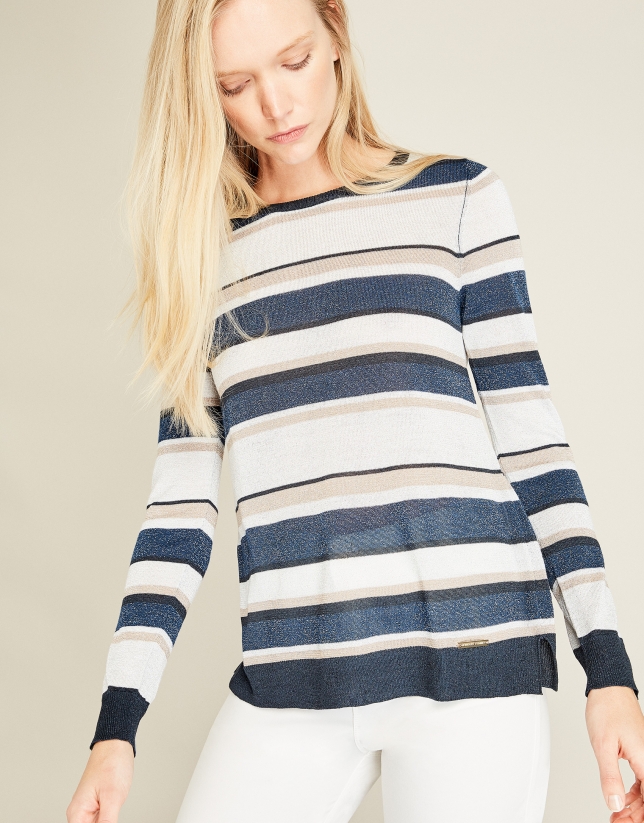 Blue striped sweater with glitter