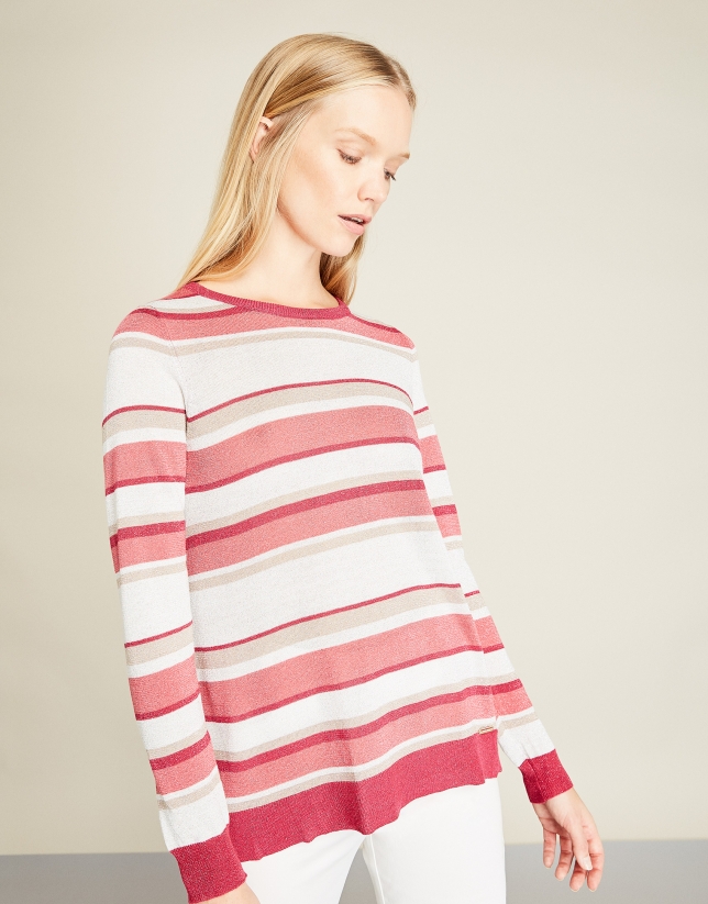 Red striped sweater with glitter