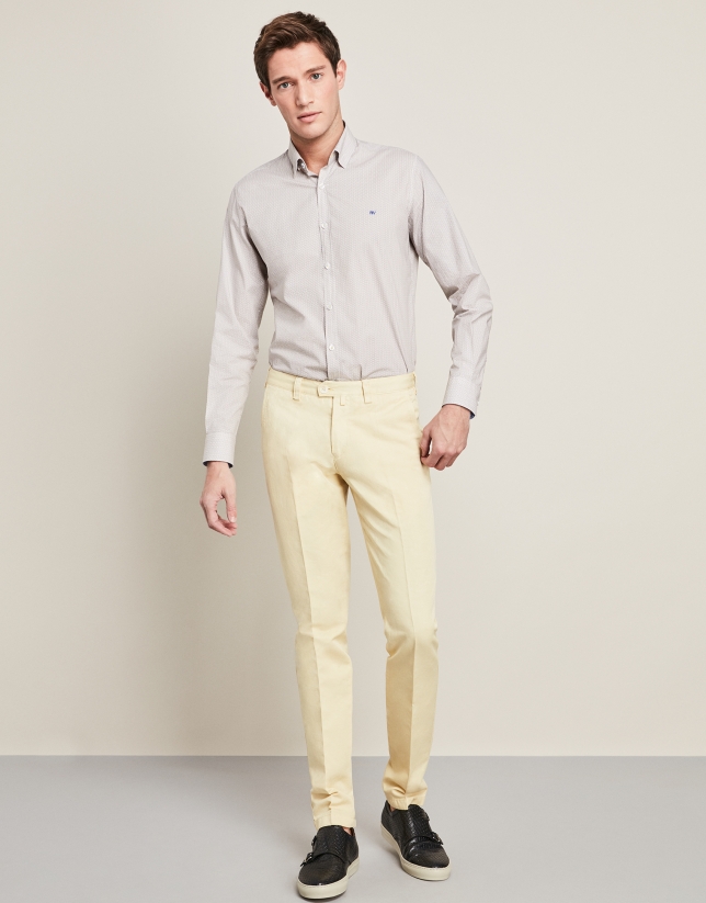 Pantalón en lino/algodón amarillo
