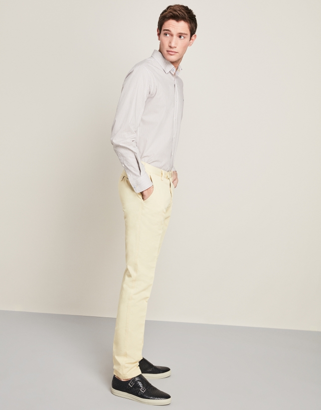 Pantalón en lino/algodón amarillo