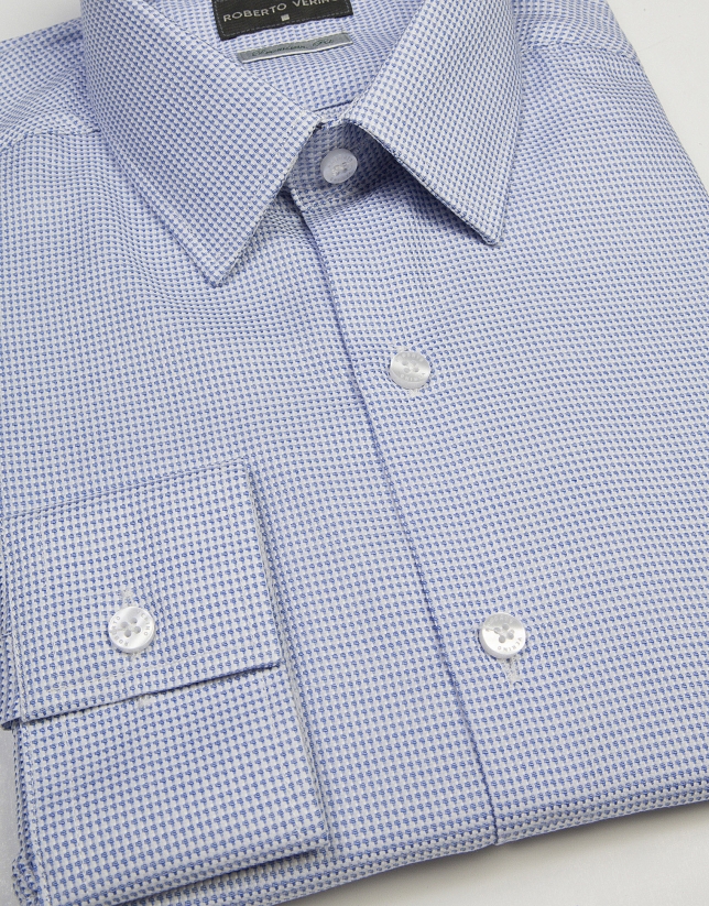 Blue structured cotton dress shirt