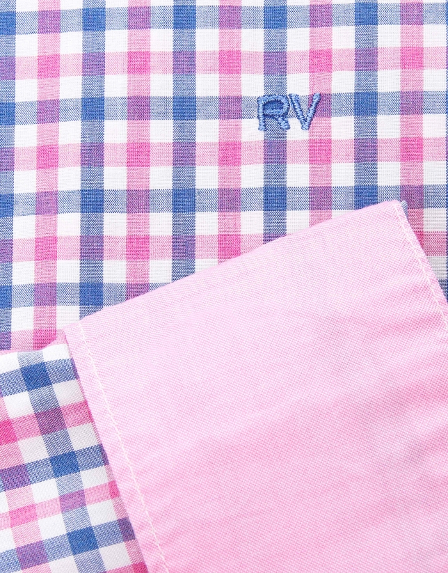 Camisa sport cuadros azules/rosa