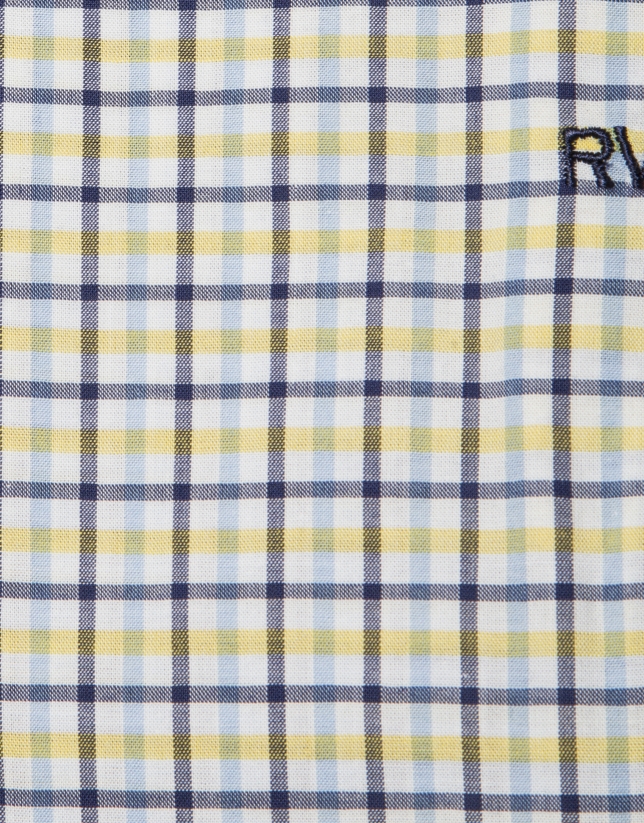 Camisa sport cuadros con perfil azul/amarillo