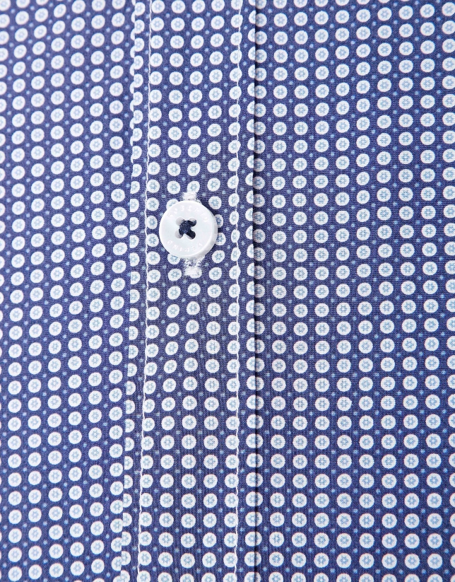 Camisa sport estampado geométrico círculos/estrellas