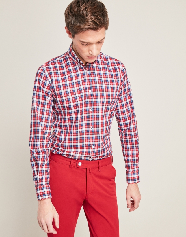 Red/blue checkered sport shirt