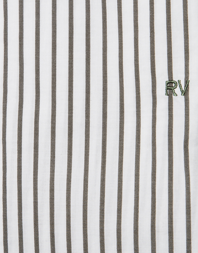 Khaki thin-striped sport shirt