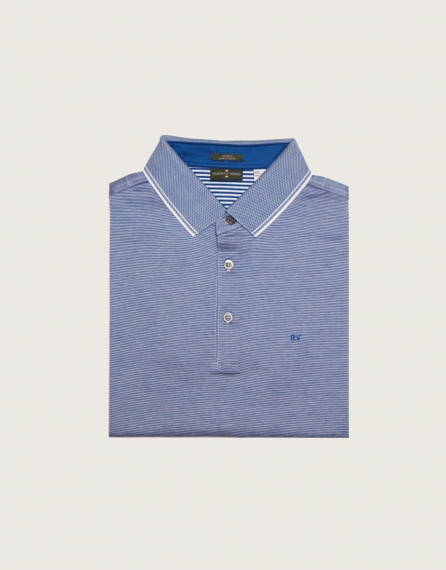Blue pinstripe cotton t-shirt