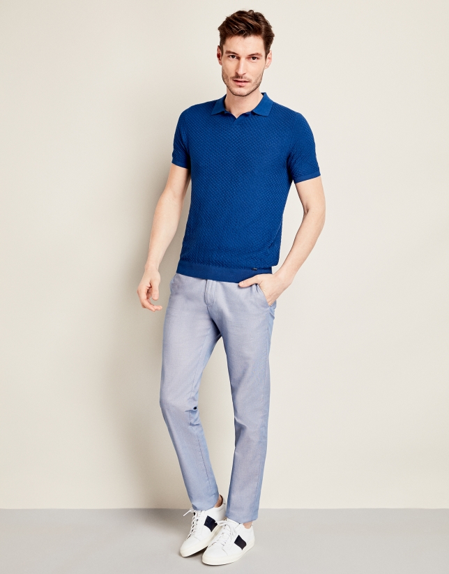 Blue structured tricot t-shirt