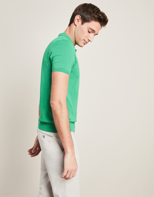 Green, pearl stitched, tricot structured t-shirt