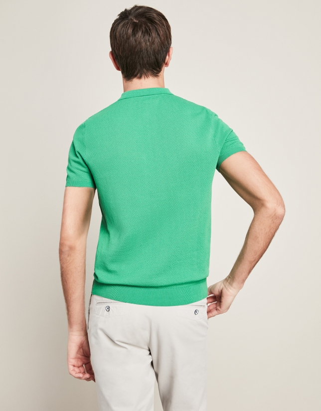 Green, pearl stitched, tricot structured t-shirt