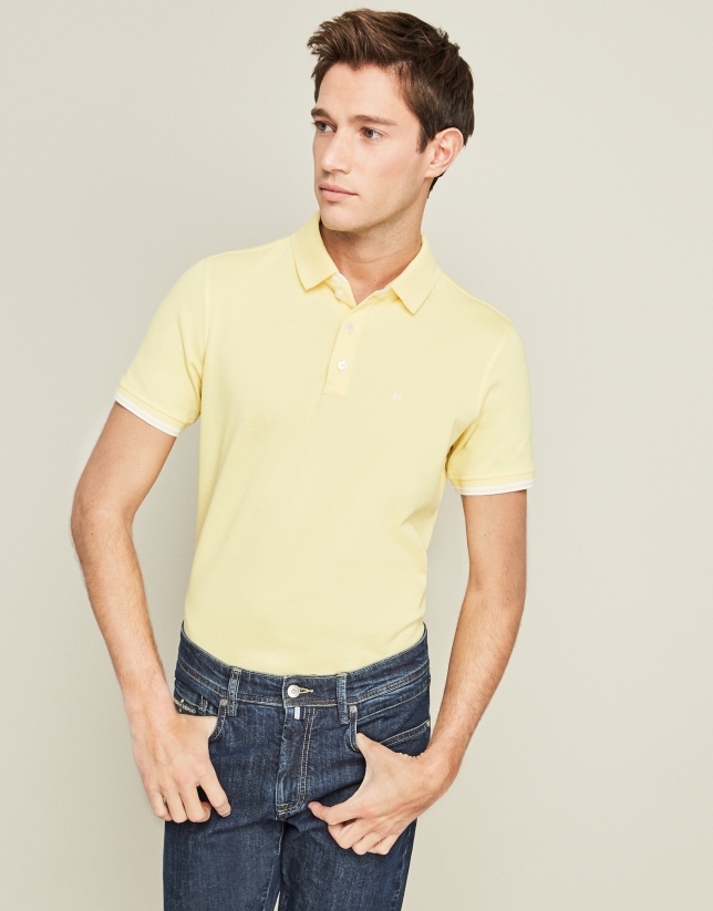 Yellow piqué cotton t-shirt