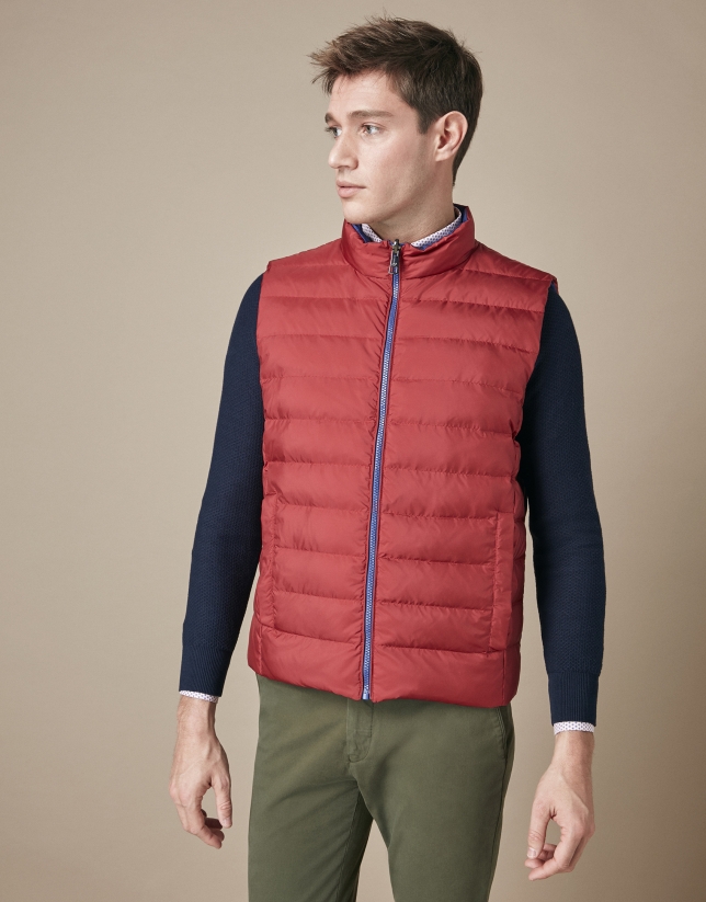 Red/blue quilted reversible vest