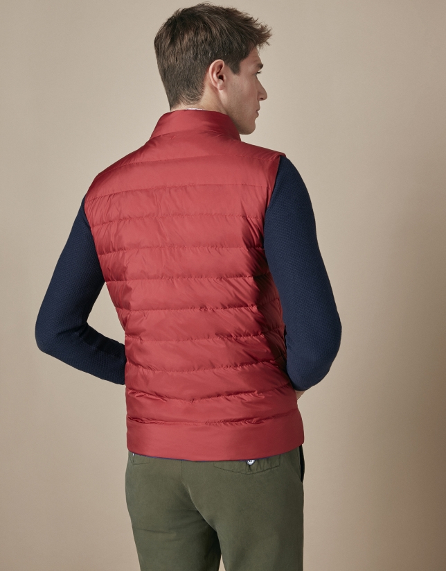 Red/blue quilted reversible vest