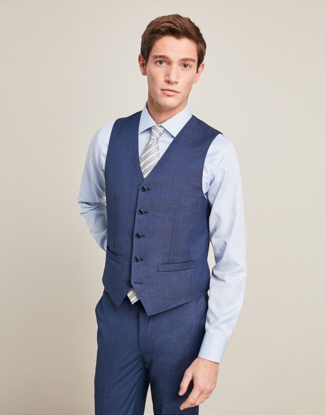 Royal blue micro-design suit vest 