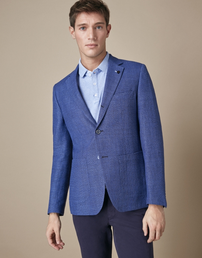 Blue linen/cotton suit jacket