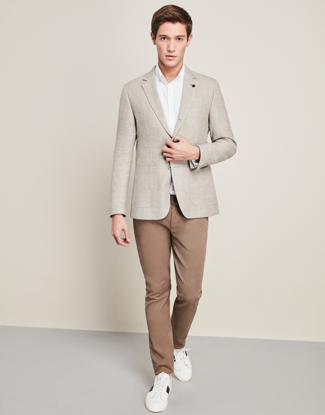 Beige linen/cotton suit jacket